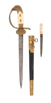 Lot 89 - PRUSSIAN OBERLANDFÖRSTERMEISTER GALA HIRSCHFÄNGER WITH SKINNING KNIFE CA 1900.