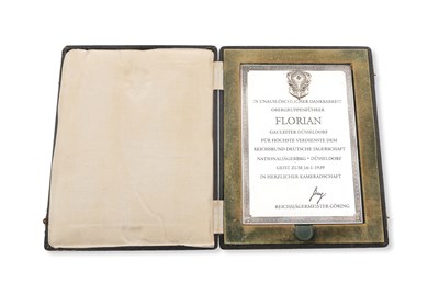 Lot 156 - SOLID SILVER HUNTING PRESENTATION PLAQUE BY HERMANN GÖRING