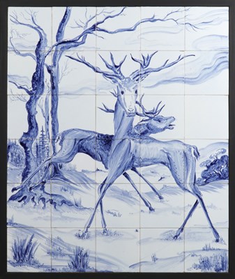 Lot 5 - A DUTCH BLUE AND WHITE TILE PICTURE