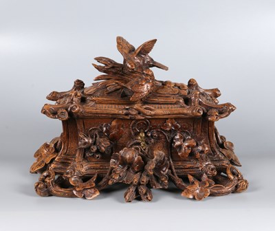 Lot 18 - BLACK FOREST CARVED WOODEN JEWELLERY BOX