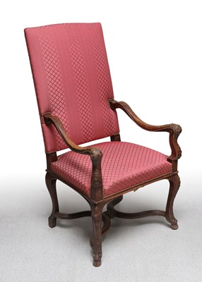 Lot 34 - FRENCH 19TH CENTURY LONG BACK ARMCHAIR
