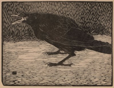 Lot 166 - Jan Mankes (1889-1920) - Houtgravure Schreeuwende Kraai - 1919