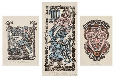 Lot 141 - Max Kislinger (1895-1983) - Lot met 3 Erotische Houtsnedes