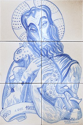 Lot 53 - Tegeltableau met Sint Johannes de Doper en het Lam, Edmond Bellefroid, 1952