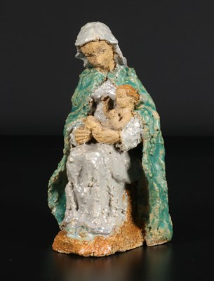 Lot 798 - Glazed Chamotte Figure of Madonna and Child, Astra Studio Maastricht