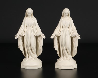 Lot 192 - Pair of Parian Ware Figures of the Virgin Mary, by Petrus Regout