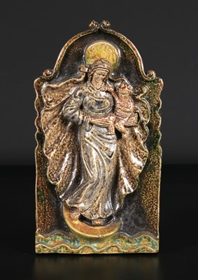 Lot 133 - Small Glazed Terracotta Relief of the Virgin and Child.