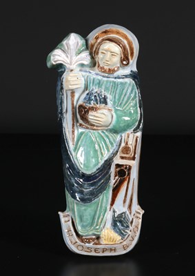 Lot 196 - Glazed Ceramic Figure of Saint Joseph with the Christ Child