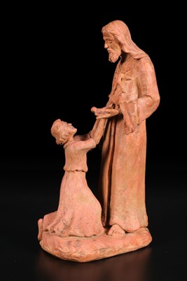 Lot 141 - Terracottabeeld van Christus en de boeteling, ca 1946.