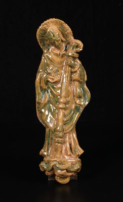 Lot 811 - Glazed Ceramic Plaque of Saint Servatius