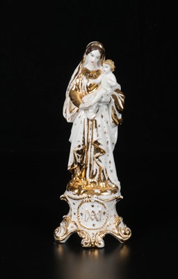 Lot 23 - Gilt and Polychrome Porcelain Figure of the Madonna and Child, Vieux Paris