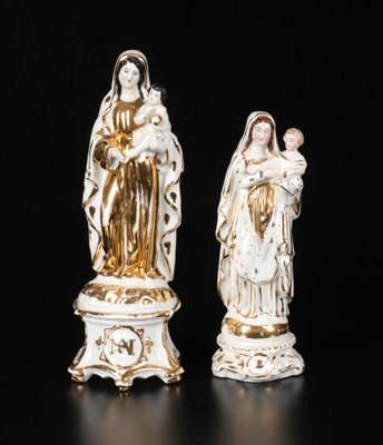Lot 25 - Gilt and Polychrome Porcelain Figures of the Madonna and Child, Vieux Paris