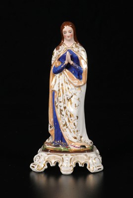Lot 28 - Polychrome and Gilt Porcelain Figure of the Virgin in Prayer, Vieux Paris