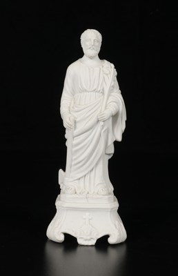 Lot 31 - Biscuit Porcelain Figure of Saint Matthias with Axe