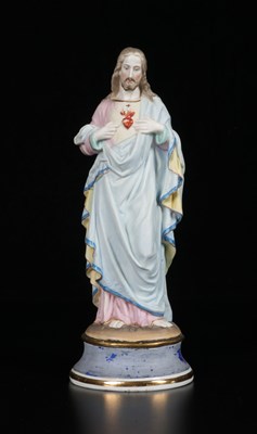 Lot 37 - Polychrome and Gilt Porcelain Figure of the Sacred Heart of Jesus