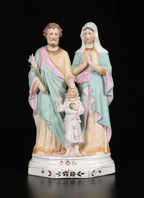 Lot 38 - Polychrome Glazed Porcelain Group of the Holy Family