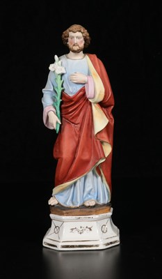 Lot 39 - Polychrome Glazed Earthenware Figure of Saint Joseph, Vieux Andenne