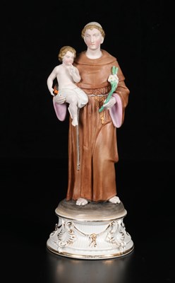 Lot 45 - Porcelain Figure of Saint Anthony of Padua with the Christ Child, Vieux Paris