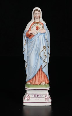 Lot 51 - Polychrome Porcelain Figure of the Immaculate Heart of Mary, Vieux Paris