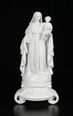 Lot 64 - Biscuit Porcelain Figure of the Madonna and Child on Star Globe, Vieux Paris
