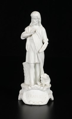 Lot 99 - Biscuitporseleinen beeld van de heilige Johannes de Doper, Mauger & Letu (1854–1893).