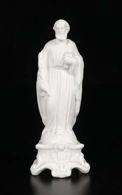 Lot 69 - Biscuitporseleinen beeld van de heilige Jozef, Mauger Fils & Pezé.