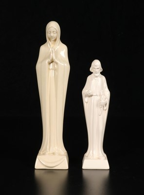 Lot 166 - Two Glazed Ceramic Figures of the Virgin Mary and Saint Joseph