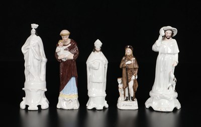 Lot 80 - Five Porcelain Religious Figures of Saints