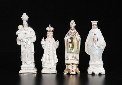 Lot 81 - Four Porcelain Devotional Figures of Saints and Madonnas
