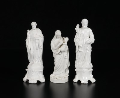 Lot 84 - Three Porcelain Figures of Saints and Madonna with Child