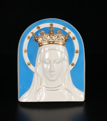 Lot 800 - Polychrome Glazed Ceramic Wall Tile of the Madonna, by Giel Keulen (1900–1960)