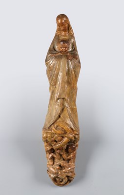 Lot 824 - Large Glazed Ceramic Figure of the Madonna and Child above the Fall of Man
