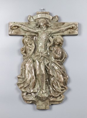 Lot 138 - Polychrome Glazed Ceramic Wall Crucifix by Charles Vos (1888–1954)