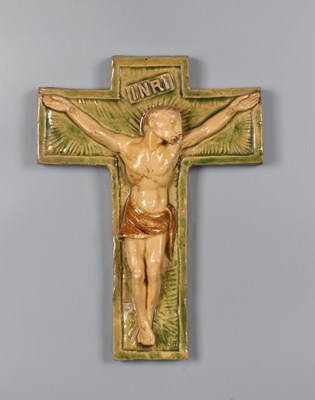 Lot 829 - Glazed Ceramic Crucifix by Jef Courtens (1923–2009)