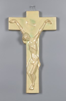 Lot 123 - Glazed Ceramic Crucifix, by Charles Vos (1888–1954)