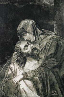 Lot 145 - Large Porcelain Tile "The Sorrowful Mother after Correggio", By Olga Petit