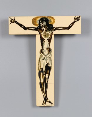 Lot 121 - Ceramic Crucifix of the Crucified Christ by Edmond Bellefroid, 1940