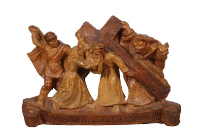 Lot 786 - Large Ceramic Plaque of Saint Veronica Wiping the Face of Jesus, by Charles Vos (1888–1954)