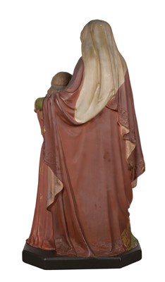 Lot 222 - Large Polychrome Ceramic Statue of Saint Anne Teaching the Virgin Mary