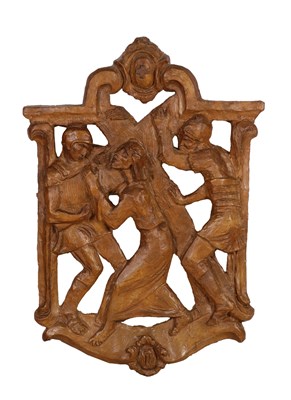 Lot 195 - Groot keramisch reliëf van de derde statie van de kruisweg, Charles Vos (1888–1954).