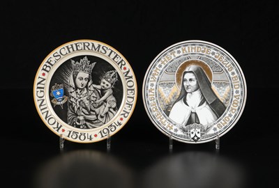 Lot 95 - Two Commemorative Religious Plates, by Mosa Porselein Maastricht