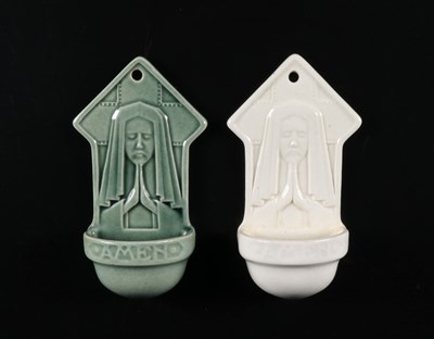 Lot 89 - Pair of Ceramic Holy Water Fonts Depicting a Praying Nun, by Petrus Regout