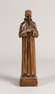 Lot 819 - Carved Statue of a Jesuit Saint Holding Crucifix