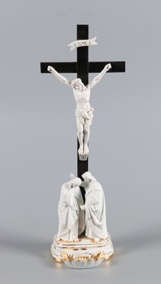 Lot 102 - Vieux Andenne Porcelain Holy Water Font with Crucifix