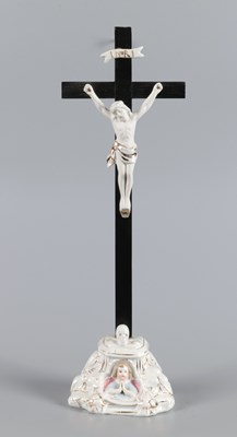 Lot 103 - Vieux Andenne Porcelain Crucifix with Angel and Skull Motifs