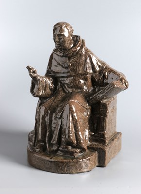 Lot 215 - Seated Ceramic Figure of a Monk, by Frans Tuinstra (1923–2006), dated 1947