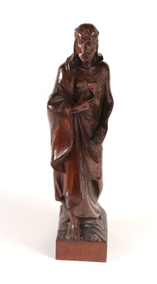 Lot 822 - Carved Hardwood Figure of Christ Showing the Sacred Heart