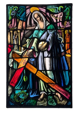 Lot 16 - Stained Glass Window of the Virgin with the Cross, by Henri Jonas (1878–1944)