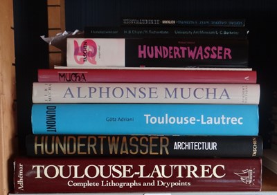 Lot 73 - Kunst - Lot met boeken met betrekking tot Toulouse Lautrec - Alphonse Mucha en Hundertwasser