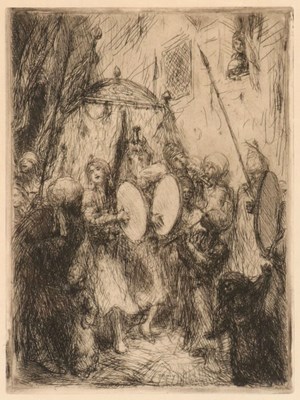 Lot 191 - Marius Bauer (1867-1932) - Optocht met muzikanten (Ets)